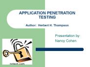 APPLICATION PENETRATION TESTING Author: Herbert H. Thompson