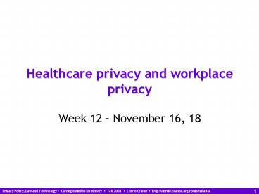 Healthcare privacy and workplace privacy