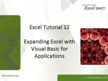 Excel Tutorial 12 Expanding Excel with Visual Basic for Applications ...