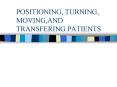 POSITIONING, TURNING, MOVING,AND TRANSFERING PATIENTS PowerPoint PPT Presentation