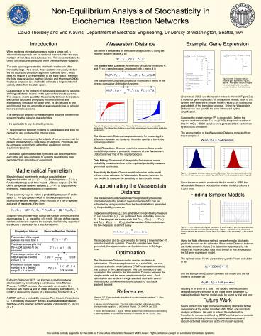 The Wasserstein Distance between two probability measures generated either by model or by experiment The Wasserstein Distance between two probability measures generated either by model or by experiment