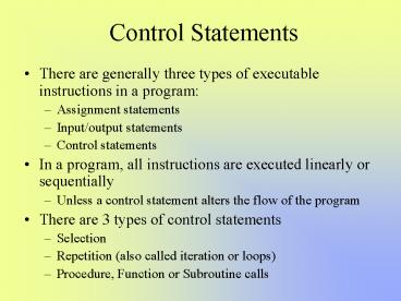 Control Statements