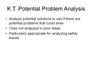 K.T. Potential Problem Analysis