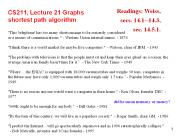 CS211, Lecture 21 Graphs shortest path algorithm