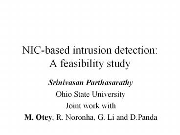 NIC-based intrusion detection: A feasibility study