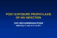 POSTEXPOSURE PROPHYLAXIS OF HIV INFECTION PowerPoint PPT Presentation