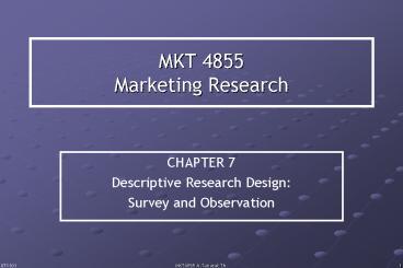 MKT 4855 Marketing Research