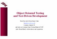 Object Oriented Testing and Test-Driven Development