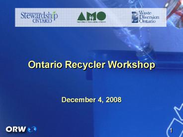 Ontario Recycler Workshop