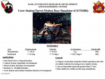 Crew StationTurret Motion Base Simulator CSTMBS