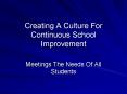 Creating A Culture For Continuous School Improvement PowerPoint PPT Presentation