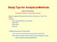 Study Tips for Analytical Methods PowerPoint PPT Presentation