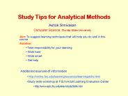 Study Tips for Analytical Methods