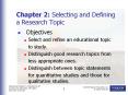 Chapter 2: Selecting and Defining a Research Topic PowerPoint PPT Presentation
