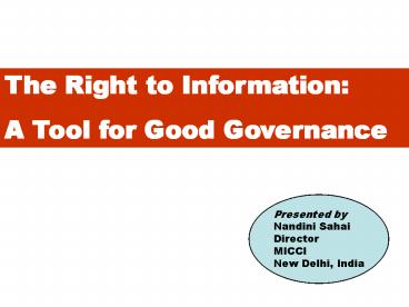 The Right to Information: