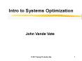 Intro to Systems Optimization PowerPoint PPT Presentation