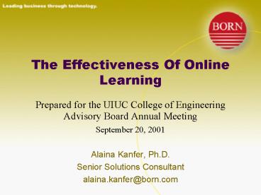 The Effectiveness Of Online Learning