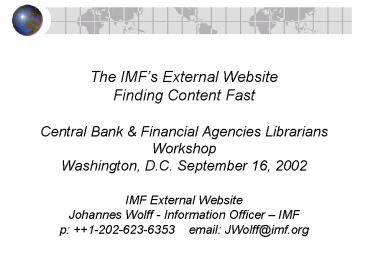 The IMFs External Website Finding Content Fast Central Bank