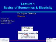 Lecture 1 Basics of Economics