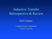 Inductive Transfer Retrospective