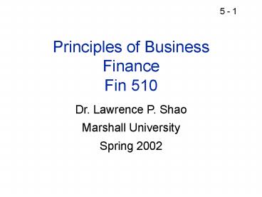 CHAPTER 5 Risk and Rates of Return