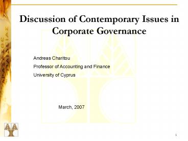 Discussion of Contemporary Issues in Corporate Governance