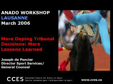 Doping is fundamentally contrary to the spirit of sport