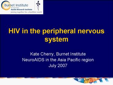 HIV in the peripheral nervous system
