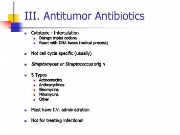 III' Antitumor Antibiotics