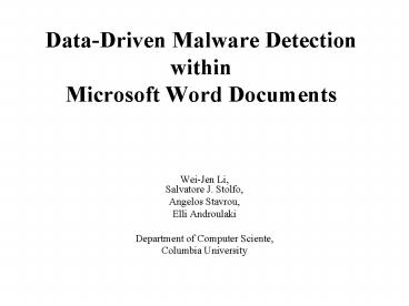 DataDriven Malware Detection within Microsoft Word Documents