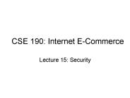 CSE 190: Internet E-Commerce