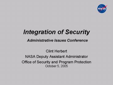 Integration of Security Administrative Issues Conference