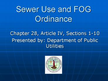 Sewer Use and FOG Ordinance