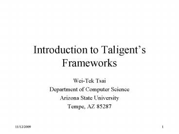 Introduction to Taligents Frameworks