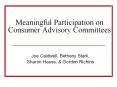 Meaningful Participation on Consumer Advisory Committees PowerPoint PPT Presentation