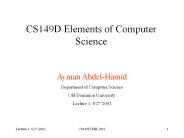 CS149D Elements of Computer Science