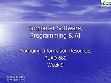 Computer Software, Programming