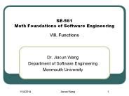 SE-561 Math Foundations of Software Engineering VIII. Functions