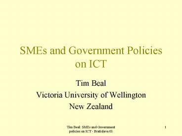 SMEs and Government Policies on ICT