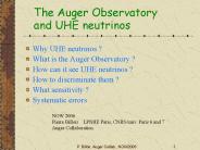 The Auger Observatory and UHE neutrinos