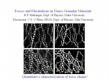 Forces and Fluctuations in Dense Granular Materials
