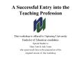A Successful Entry into the Teaching Profession PowerPoint PPT Presentation