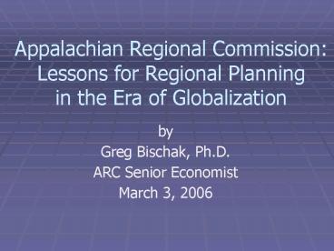 Appalachian Regional Commission: Lessons for Regional Planning