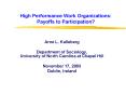 High Performance Work Organizations: Payoffs to Participation PowerPoint PPT Presentation