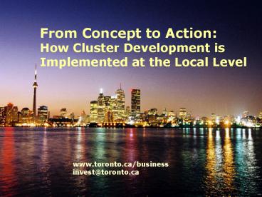 City of Toronto Economic Overview