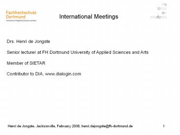 International Meetings