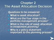 Chapter 2 The Asset Allocation Decision
