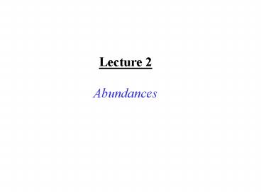Abundances