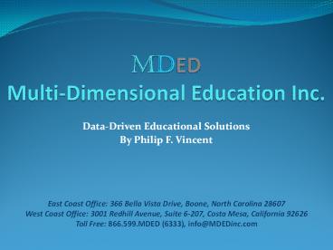 MDED Multi-Dimensional Education Inc.