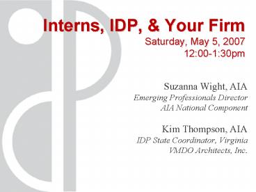 Interns, IDP,